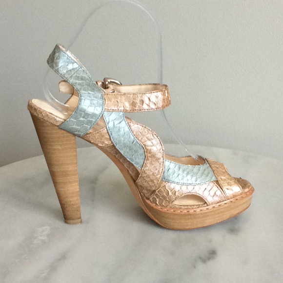 COACH TAMARA PLATFORM SANDALS SNAKE PRINT SZ 8B - Picture 3 of 7